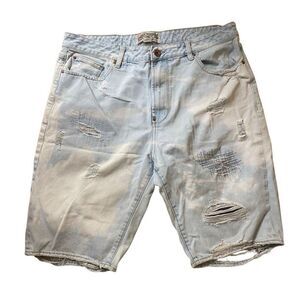 Akoo Empire Men's distressed jean shorts light wash size 38